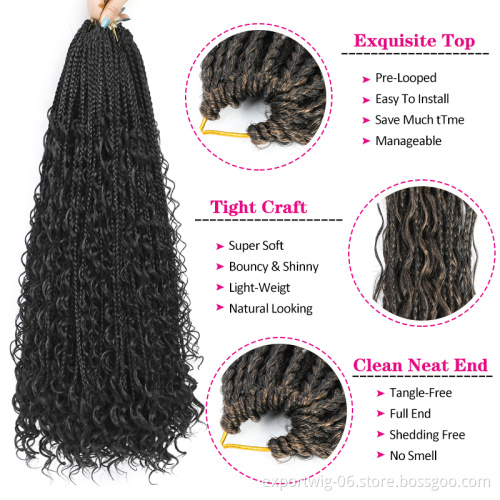 Goddess Faux Locs Crochet Hair Wholesale Wavy River Curly Box Locs Braids Synthetic Faux Locs Goddess Curly Ends Pre Looped Twis